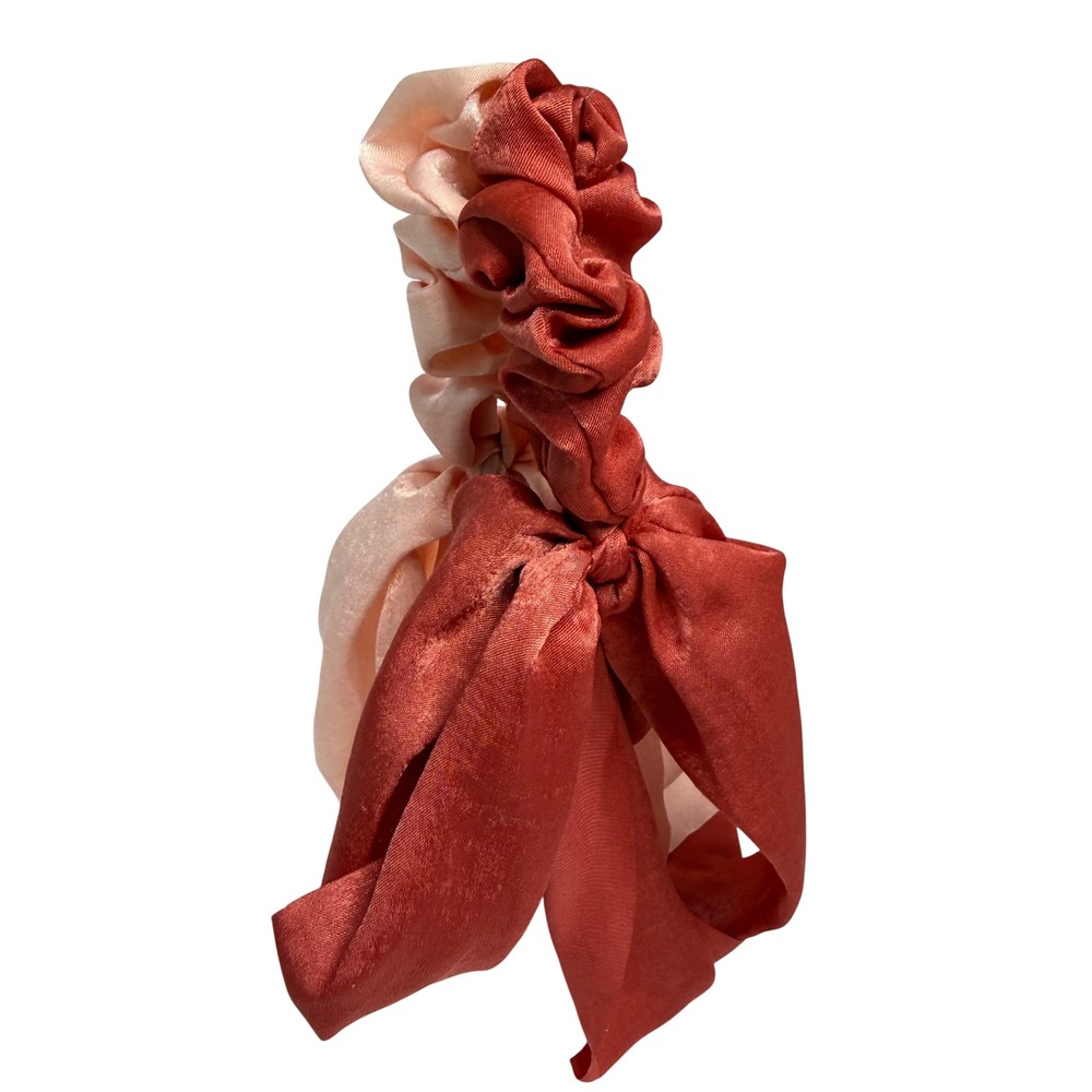 Kitsch Satin Scarf Scrunchies Women OS Blush Mauve 2pc Bow Hair Ties Romantic